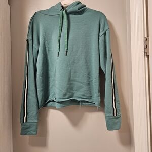 Green Hoodie with Striped Sleeves
